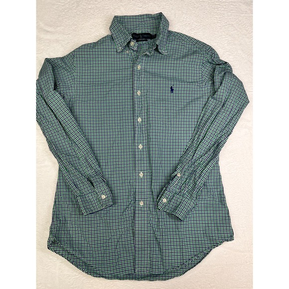 Ralph Lauren Long Sleeve Button Down Shirt Soft Cotton Green Size Medium - Picture 2 of 8
